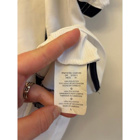 Champion Double Dry Polo Shirt White Navy Athletic Performance Men’s Large - Picture 9 of 11